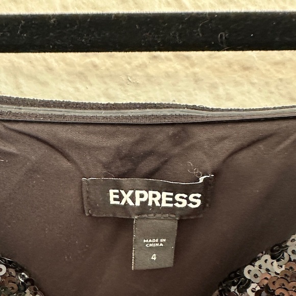 Express Festive Black Sequin Jumpsuit - Picture 6 of 8